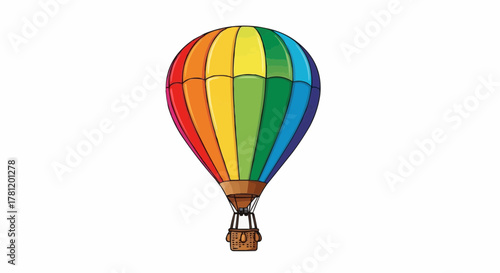 Colorful hot air balloon soaring.
