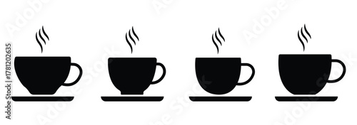 set of black vector various Coffee Mug Silhouette Design . Coffee Mug Silhouette 