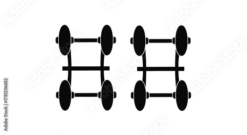 Vector Design Dumbbell Rack Silhouette - Fitness Equipment and Weight Training