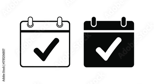 Calendar Checkmark Icon Schedule, Task Completion, Approved Event, and Time Management Symbols