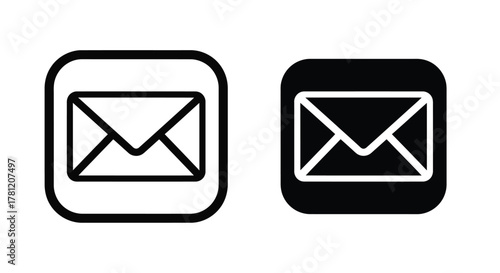 Email Icons with Outline and Filled Design for Communication and Correspondence