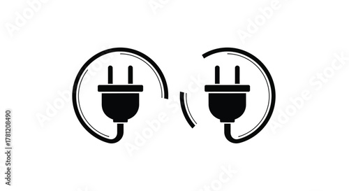 Power connection icons representing electricity and energy infrastructure for charging devices and networks