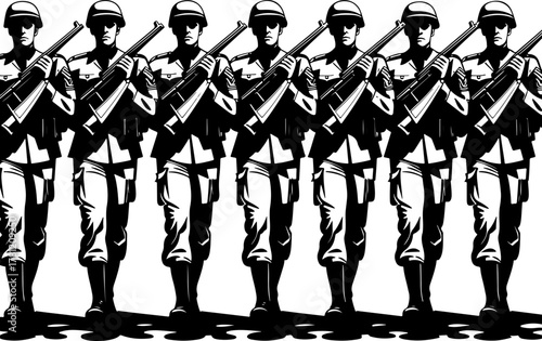 Marching Soldiers Silhouette Illustration