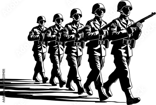 Marching Soldiers Silhouette Illustration