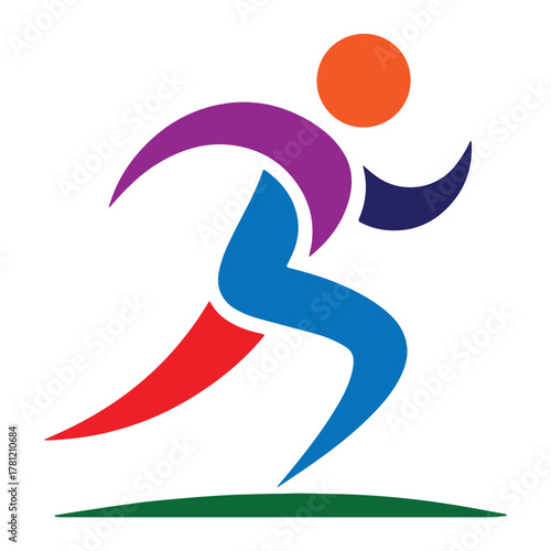 Stylized running figure logo concept for sports and fitness motivation