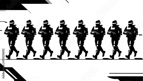 Marching Soldiers Silhouette Illustration