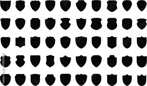 Diverse Black Shield Shape Collection Resource for Heraldry and Design Projects