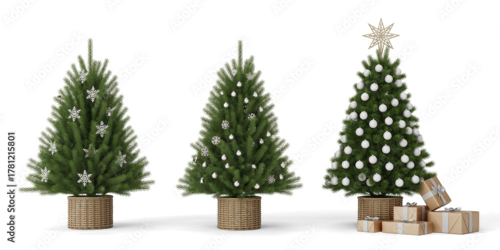 Fototapeta premium christmas tree isolated on white 