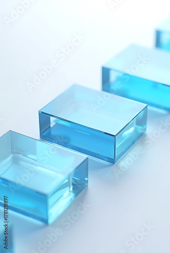 Translucent blue glass rectangular blocks abstract