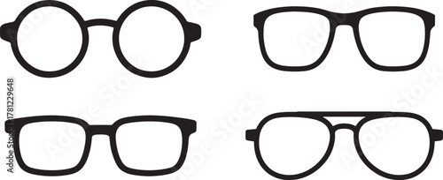Glasses collection with round rectangular and aviator shapes