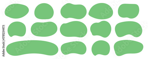A set of  green text boxes in doodle style. Vector illustration.