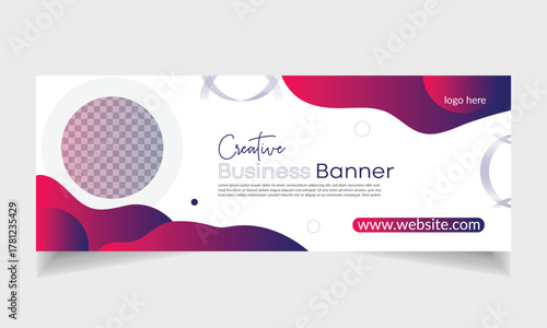 Creative Business Banner Template with Navy Blue and White Design