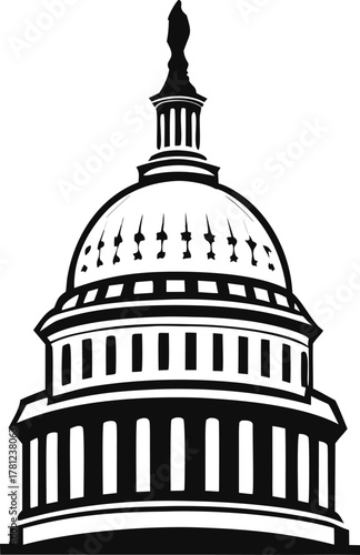 The magnificent United States Capitol Building in Washington, DC, is a classic example of government architecture with its iconic dome and a symbol of USA politics