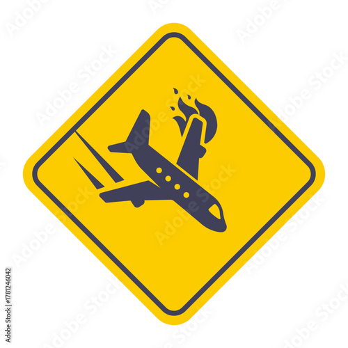 plane crash due to a hot engine. flat vector illustration.