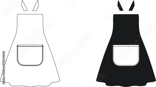Illustration of dark gray apron with pocket for cooking use