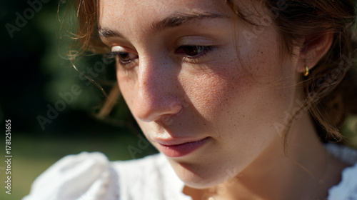 Thoughtful young woman in natural light