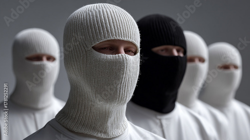Group of individuals in knit ski masks