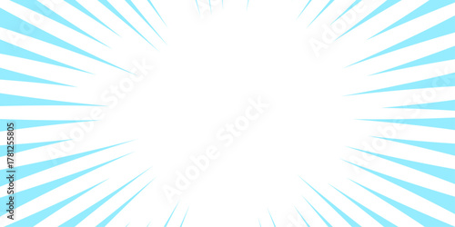 Abstract Blue Sunburst Background. Blue background with Glowing Sunburst and Dynamic Light Rays. Modern pop art poster for summer and spring. retro vintage backdrop in square format.