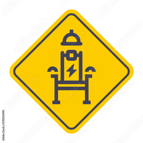 Black icon of electric chair for human execution. Flat illustration.