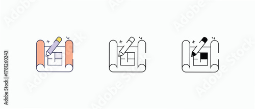 Architecural Plan icons set vector stock illustration