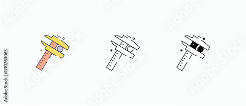 Vernier Caliper icons set vector stock illustration