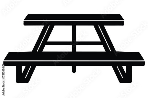picnic table vector icon silhouette illustrations