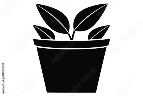 plant pot vector icon silhouette