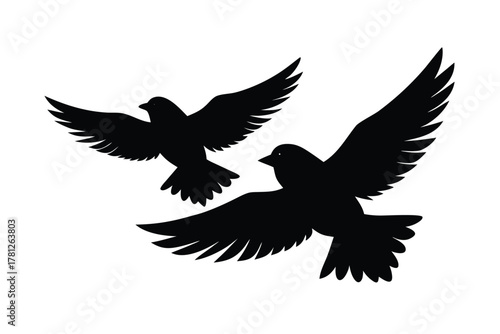 birds flying vector icon silhouette
