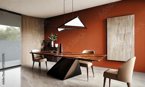 Terracotta Elegance – Minimalist Dining Room Frame from Contemporary Interior Design Video