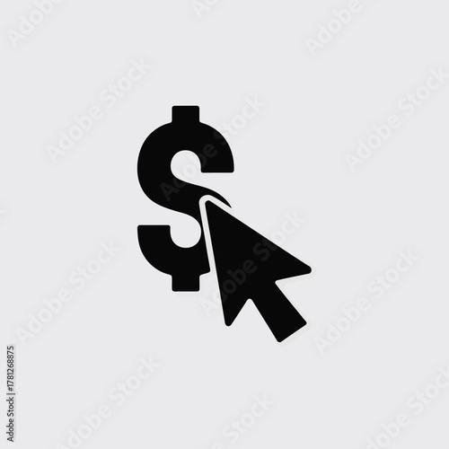 Vector illustration dollar sign with cursor pointing to it