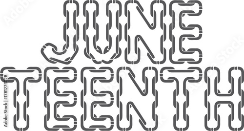 Juneteenth Text Made of Chain Links lettering word
