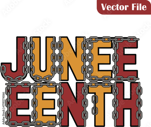 Juneteenth text with chains illustration freedom emancipation