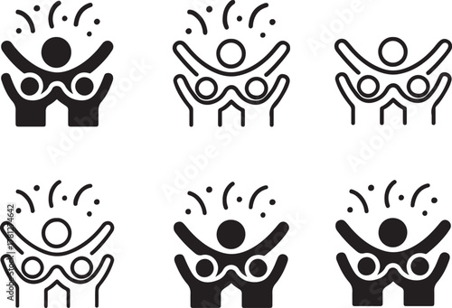 Isolated happy crowd cheering icon, festive people celebration vector, new year party illustration, joyful audience design for event promotion, posters, and holiday celebration branding