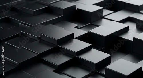 Abstract Dark Geometric Pattern of Cubes and Rectangles image photo