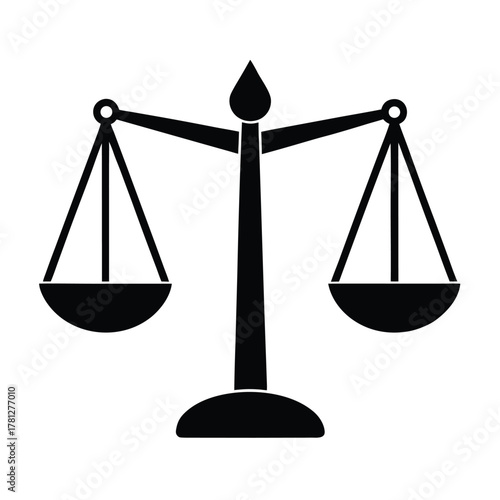 Black silhouette of a justice scale with a pointed top On Transparent Background
