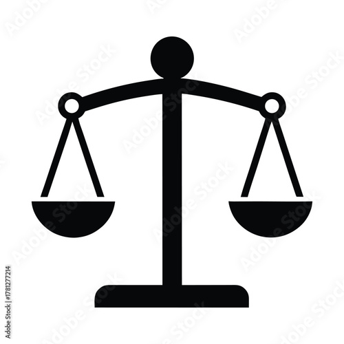 Black silhouette of a balance scale On Transparent Background