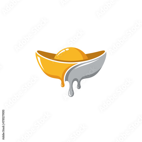 Melting gold ingot with dripping liquid, symbolizing financial instability.