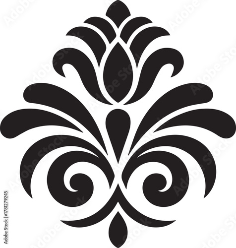 Black ornamental floral motif vector illustration EPS file download.

