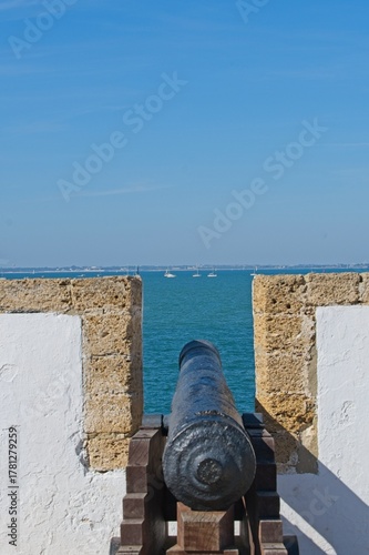 old canon at the town wall in Cadiz