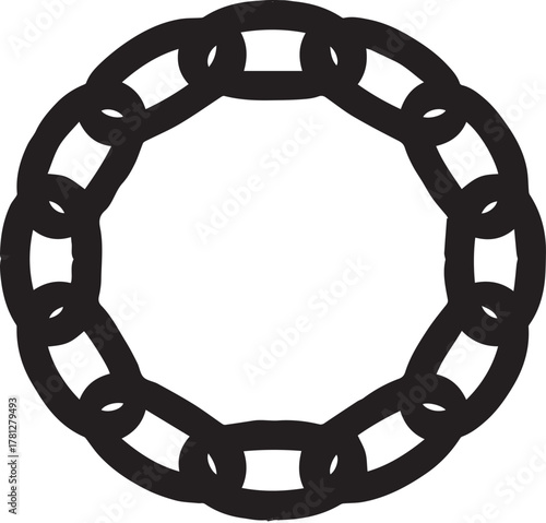Black chain links forming a circular shape on white background circle vector illustration EPS file download.
