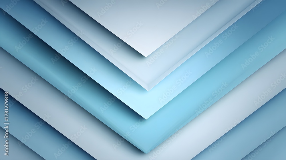 Fototapeta premium Overlapping layered panels create a repeating chevron pattern with cool blue and white gradients