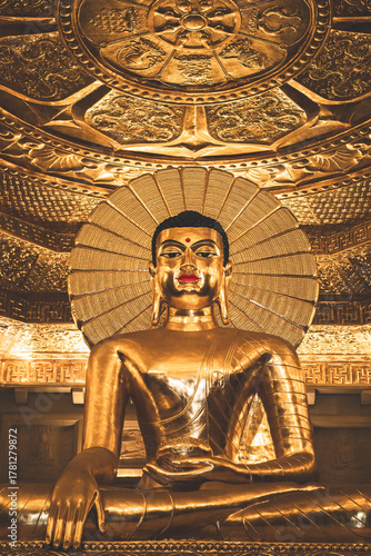 Golden Buddha statues at Bai Dinh pagoda, Ninh Binh, Vietnam