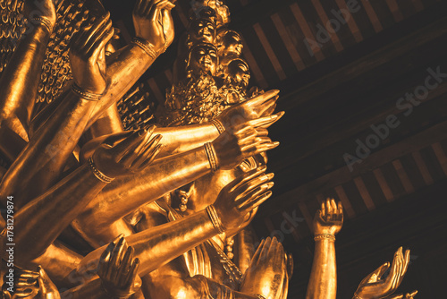 Golden Buddha statues at Bai Dinh pagoda, Ninh Binh, Vietnam