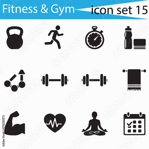 health and fitness icons set