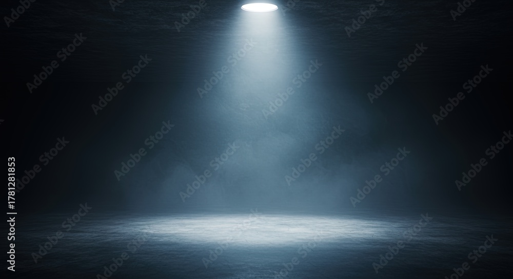 Obraz premium Spotlight illuminates a dark stage texture illumination focus beam presentation performance theater studio background abstract scene