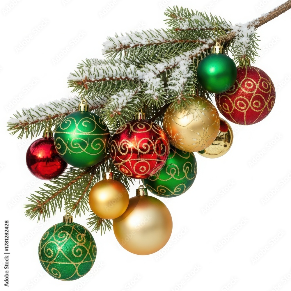 Naklejka premium Christmas ornament evergreen branch decoration festive holiday season celebration