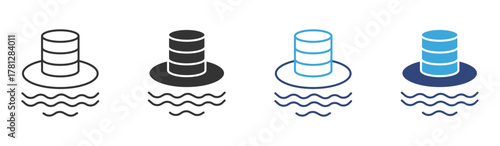 Data lake icon set, vector illustration . 