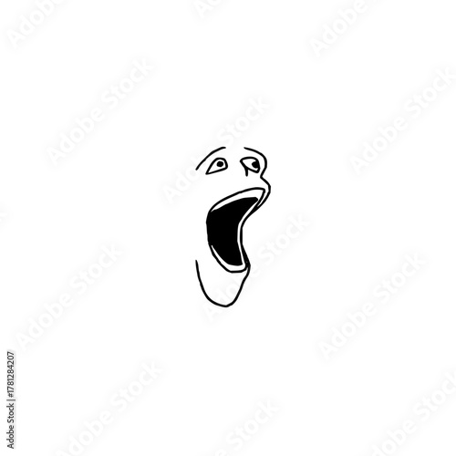 Screaming face drawing vector illustration for meme design and emotional expression art scream graphic design