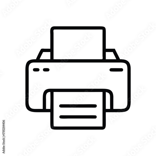 Simple Line Icon of a Printer On Transparent Background