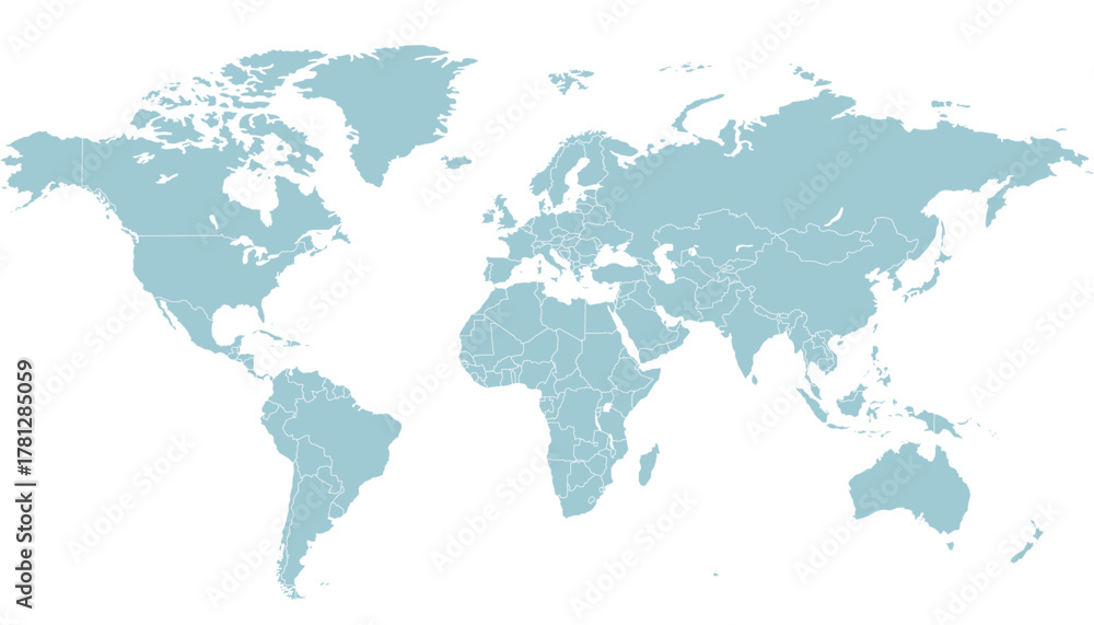 Obraz premium World map. Grey modern vector map. Silhouette map.